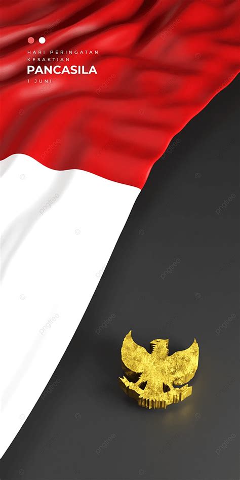 Fondo Del Día De Pancasila Con La Insignia De Garuda 3d Yacía En Negro