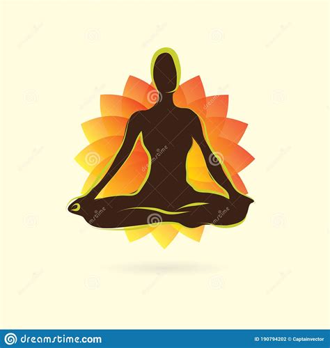 Woman Silhouette Practising Yoga In Lotus Pose Vector Illustration