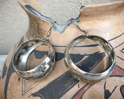 Vintage Mexican Sterling Silver Hoop Earrings For Women S Mod