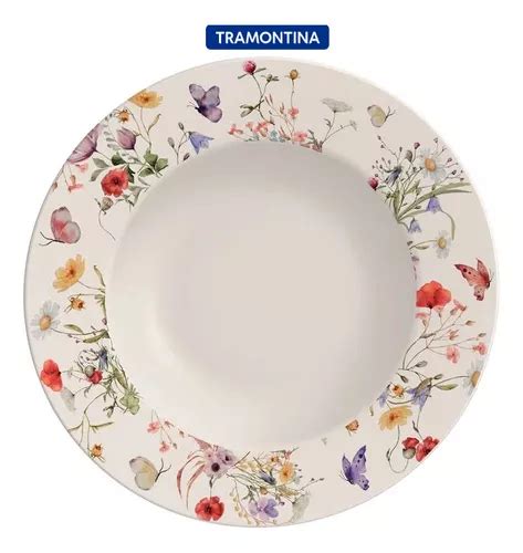 Prato Raso De Porcelana Decorado Tramontina Ana Clara 27 Cm