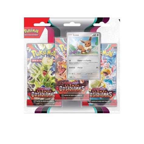 Pokémon Tcg Escarlata Y Púrpura Llamas Obsidianas 3 Pack Eevee