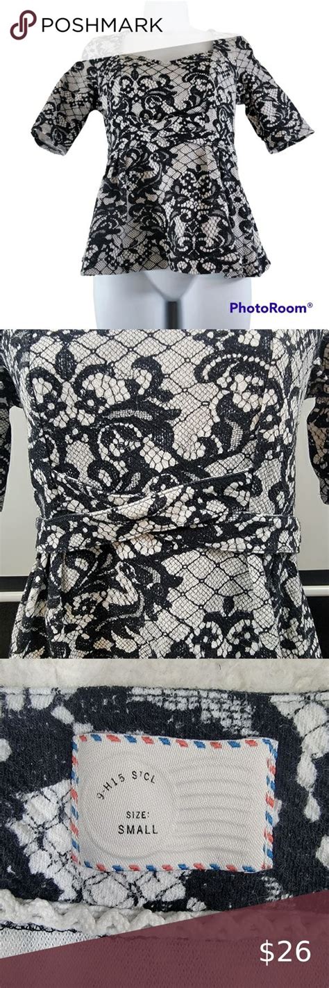 Anthropologie Postmark Leia Black And White Woven Lace Peplum Top Size