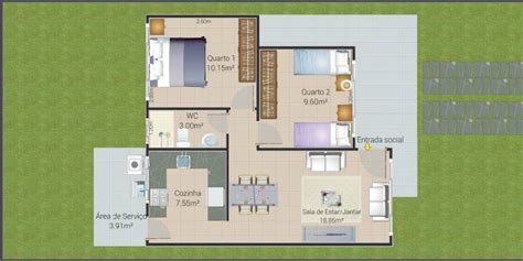 Plano De Casa Econ Mica De Dos Dormitorios Construye Hogar