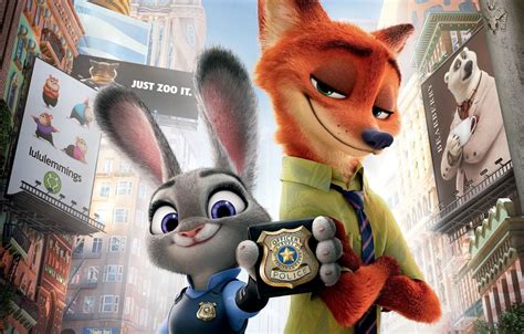 Обои кролик, лис, значёк, Zootopia, Зверополис картинки на рабочий стол ...
