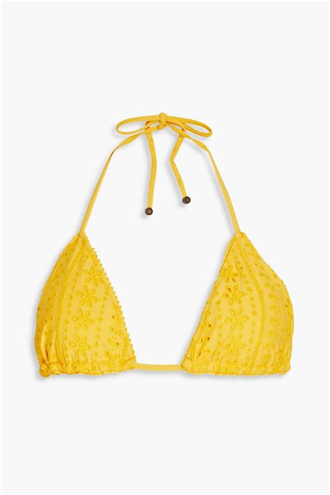 TIGERLILY Calia Tara Broderie Anglaise Triangle Bikini Top THE OUTNET