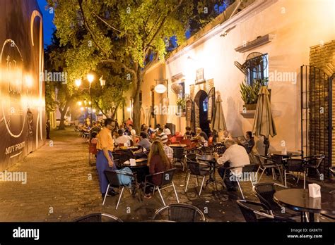 Street Cafe Segazona Durante La Noche La Zona Colonial La Capital Santo Domingo República