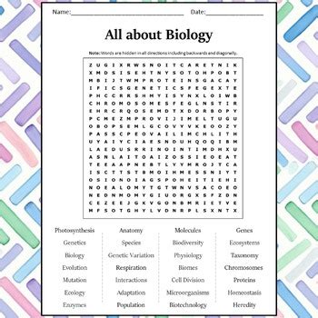 All About Biology Word Search Puzzle Worksheet Activity By Word Search