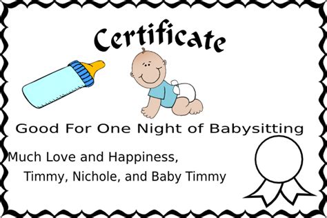 Babysitting T Certificate Clipart Best