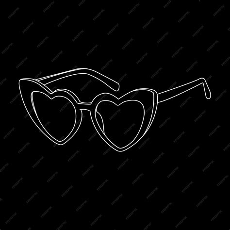 Premium Vector Heart Sunglasses Lineart