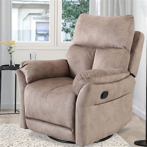 Swivel Rocker Recliner,Manual Reclining Chair, Camel - Walmart.com