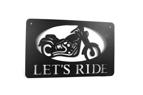 Metal Motorcycle Lets Ride Sign 22 Wide Indoor Or Outdoor