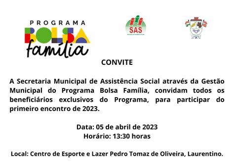 SAS Convite Reunião Programa Bolsa Família Prefeitura de Laurentino