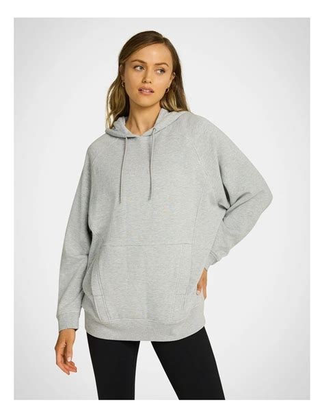 Rockwear Wind Down Fleece Longline Hoodie In Light Grey Marle Myer