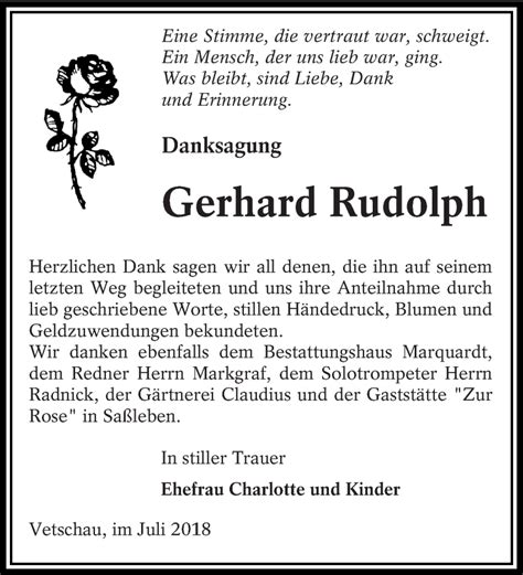 Traueranzeigen Von Gerhard Rudolph Lr Online Trauer De