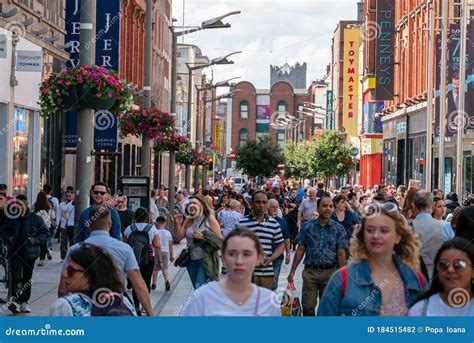 Dublin,Ireland - JULY 29, 2019: People Walking on Dublin City Center ...