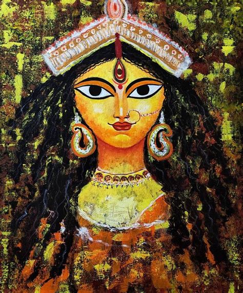 Maa Durga Contemporary Abstract Painting By Akash Bhisikar Saatchi