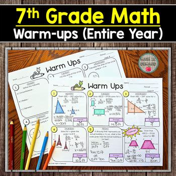 7th Grade Math Warm Ups Entire Year Of Spiral Bell Ringers Morning Work