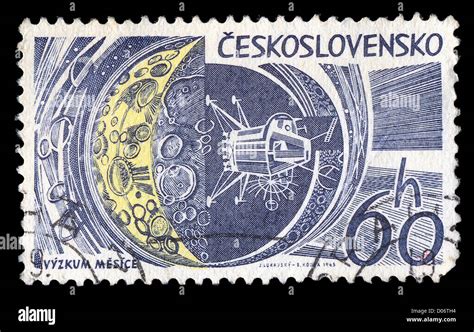 TSCHECHOSLOWAKEI CA 1965 Vintage Briefmarke Mit Lunar Raumsonde