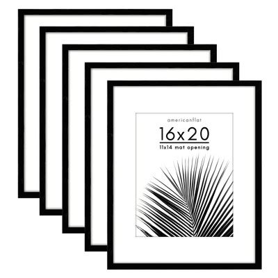 Americanflat 5 Pack Of 16x20 Frames With 11x14 Mat - Plexiglass Cover ...