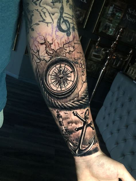 Anker Kompass Tattoo F