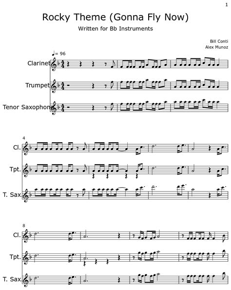 Rocky Theme Gonna Fly Now Sheet Music For Clarinet Trumpet Tenor