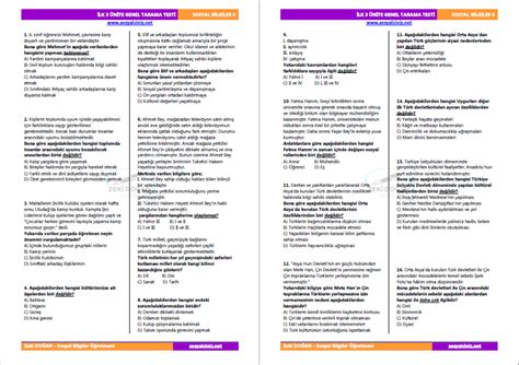 S N F Sosyal Bilgiler Kazan M Testleri Sosyal Bilgiler