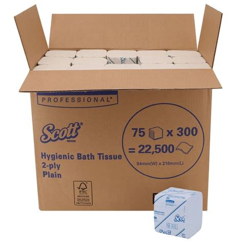 Scott 2 Ply Plain Hygienic Bath Toilet Tissue 300 Sheets X 75 Packscarton Kcp06402