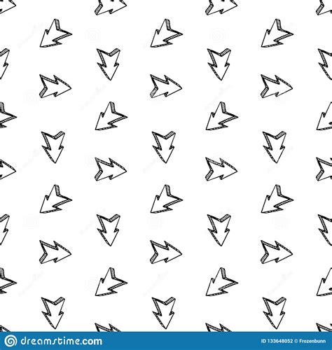 Seamless Pattern Hand Drawn D Arrow Doodle Icon Hand Drawn Black