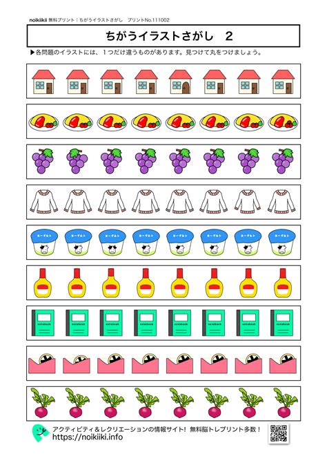 【ちがうイラストさがし2】1つだけ少しちがうイラストを見つける Noikiiki