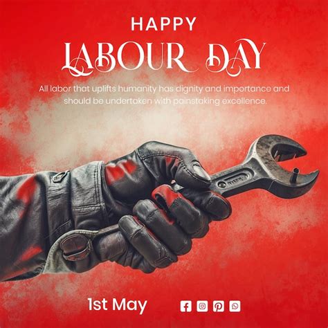 Labour Day Concept A Hand Holding A Wrench On Light Red Texture Background Premium Ai