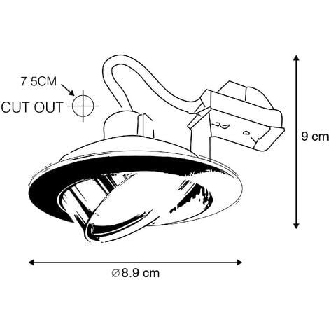 Set Of 6 Recessed Spotlights Black Tiltable Cisco