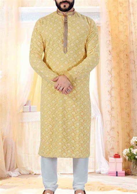 Lucknowi Chikankari Men Kurta Pajama Indian Desi Party Wear Salwar