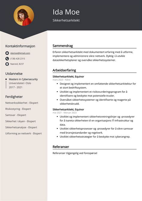 Sikkerhetsarkitekt Cv Eksempler Mal Og Tips