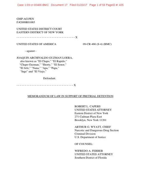 El Chapo Memo For Pretrial Detention Pdf Sinaloa Cartel Illegal Drug Trade