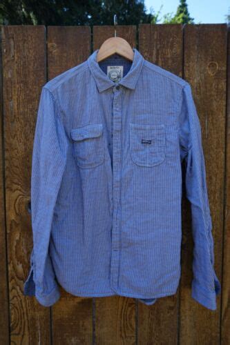 Diesel Railroad Long Sleeve Button Down Shirt Like New Blue And White