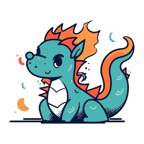 Premium Vector Cute Cartoon Dragon With Fire On His Head Vector