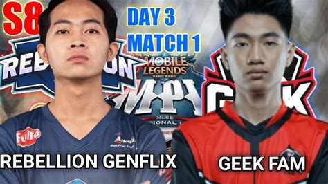 Mpl Season 8 Rebellion Genflix Vs Geek Fam Match 1 Game 2 Day 3 Week 3