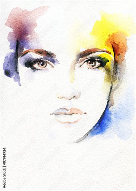 Woman Portrait Abstract Watercolor Ilustración De Stock Adobe Stock