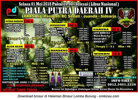 Lomba Burung Berkicau Putra Daerah Iv Di Sidoarjo Selasa Mei