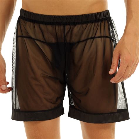 Mens See Through Mesh Shorts Loose Lounge Boxer Briefs Underwear Trunks Swimwear Ebay