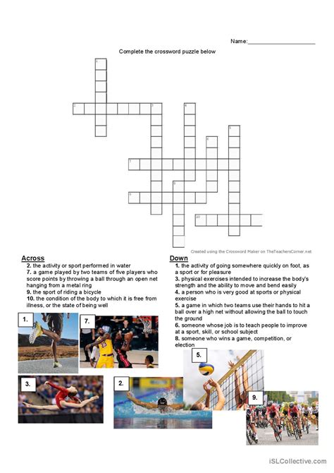 Sport Crossword English ESL Worksheets Pdf Doc