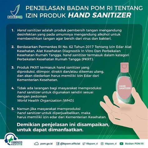 Badan POM RI Produk Hand Sanitizer Rumahan Harus Miliki Ijin Edar AtmaGo