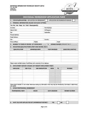 Fillable Online Bits Org Individual Membership Application Formdocx Fax