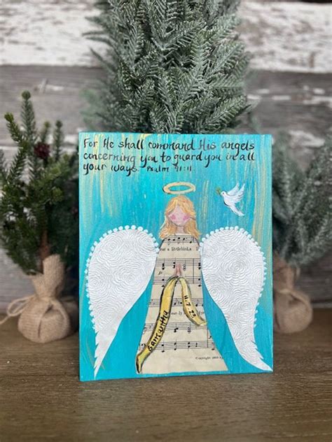 BIBLE VERSE Angels Art, Hand Painted, Personalized, Angels, Biblical ...