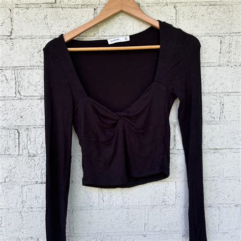 glassons black long sleeve knit top   front depop