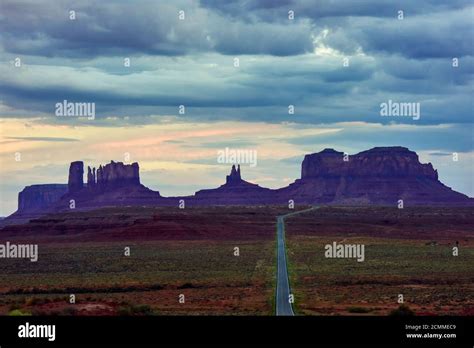 Monument Valley Arizona Utah Desert Landscape With Vanishing