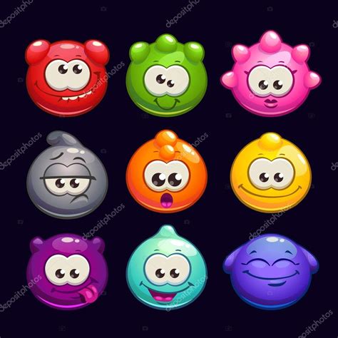 funny cartoon jelly  characters set stock vector  clilu