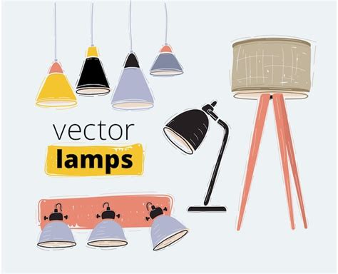 Cartoon Vektor Illustration Eines Satzes Moderner Lampen Steh Und