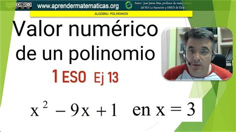 Valor Numérico De Un Polinomio En Un Número 1eso 09 Ecuaciones 13