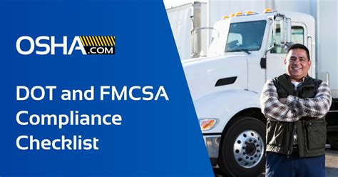 Dot And Fmcsa Compliance Checklist For Truck Drivers Osha